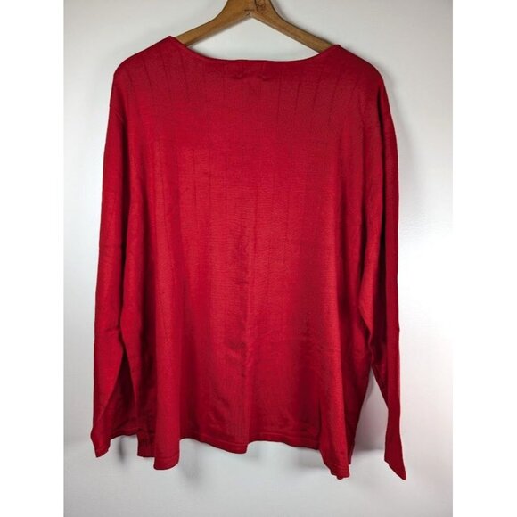 Quacker Factory Sweater Size 3X Silk Knit Beaded Christmas Grandma Snowflake - Picture 2 of 9